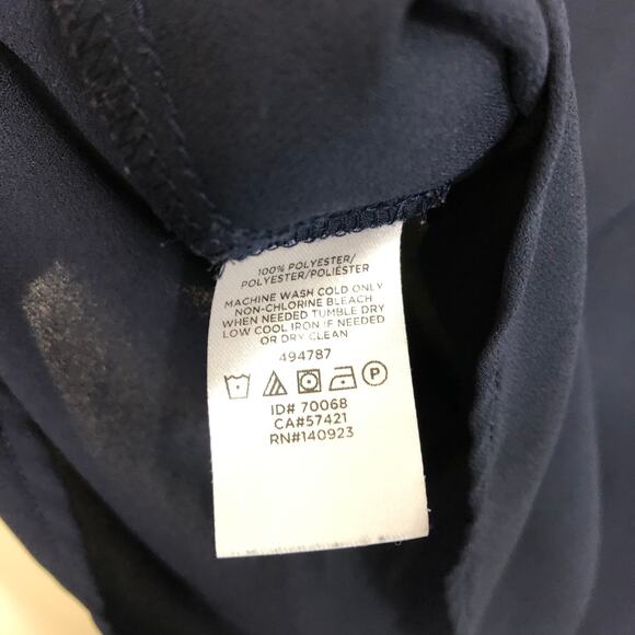 LOFT Top Chiffon V Neck Button Front Flutter Sleeve Blue Navy Blouse xs - Picture 5 of 7